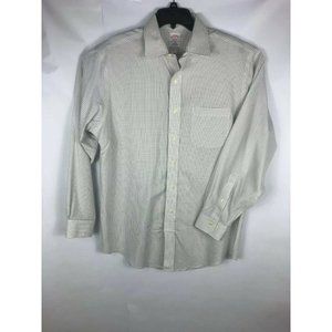 Brooks Brothers1818 Men's16-33 Long Sleeve White Black Check Logo   Shirt A43